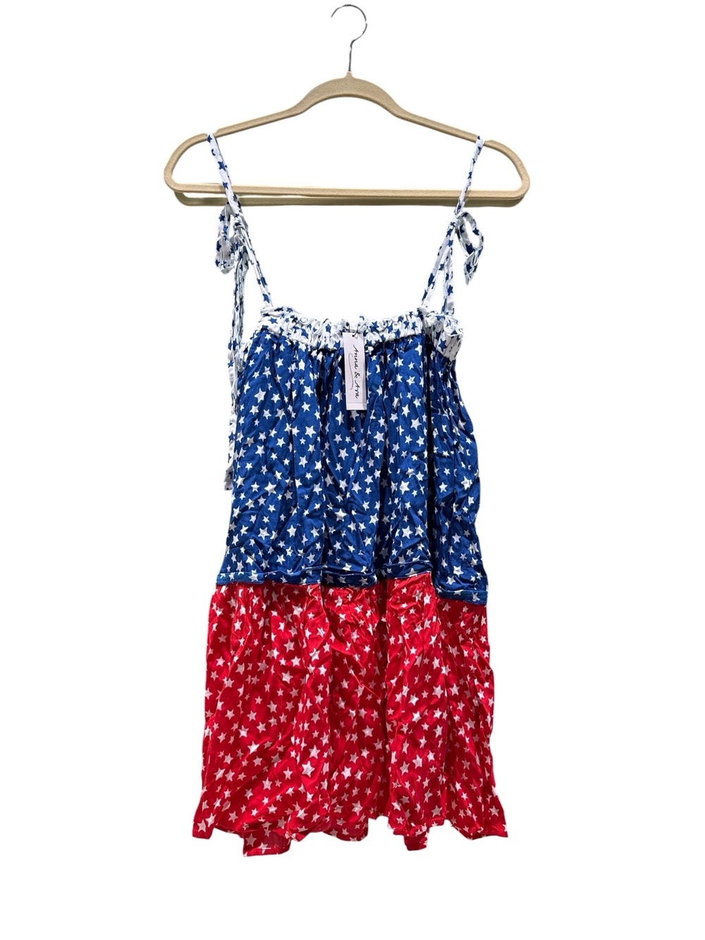 Anna & Ava Blue and Red Star-Print Tie-Shoulder Midi Dress